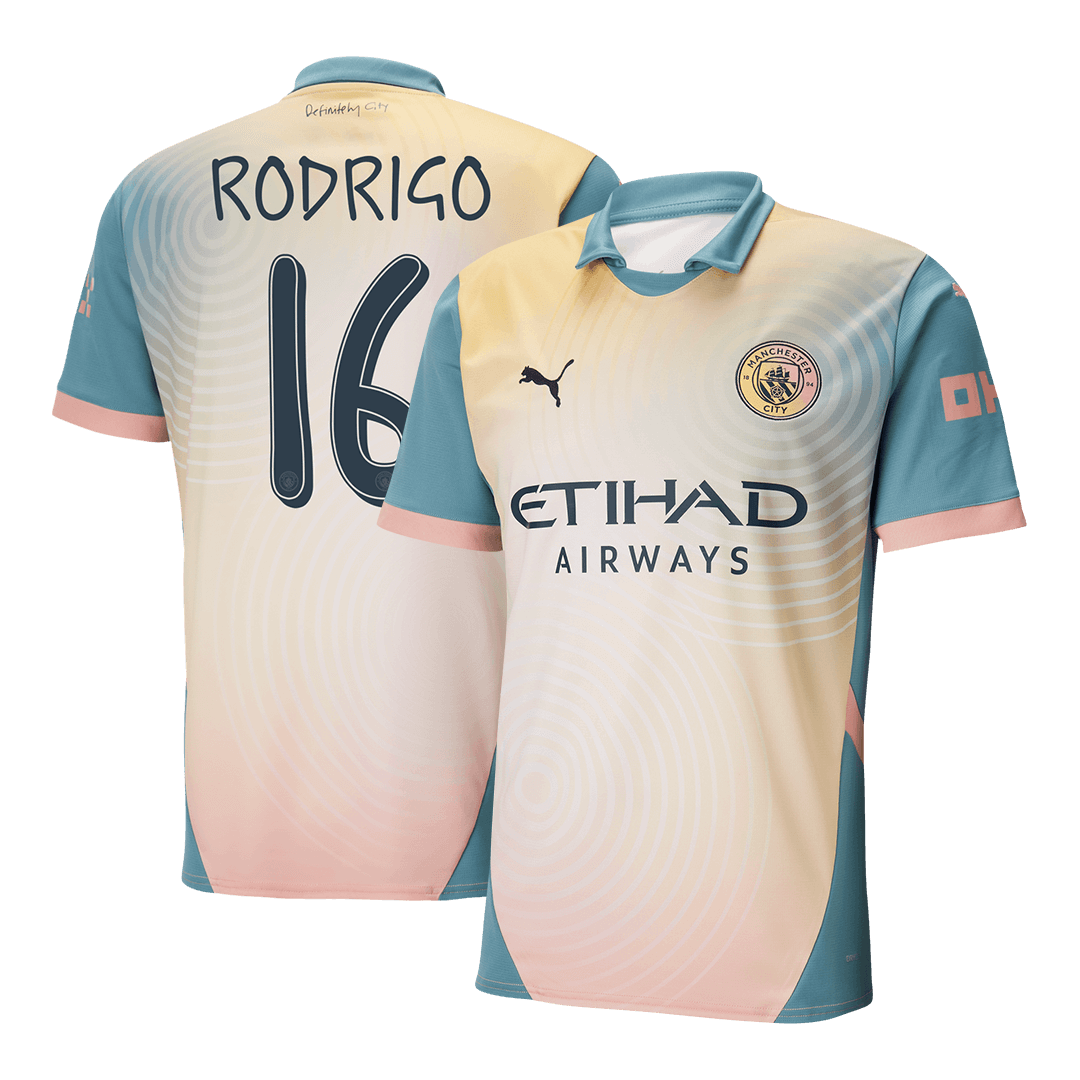 RODRIGO #16 Manchester City Fourth Away Soccer Jersey 2024/25- Definitely City (UCL)