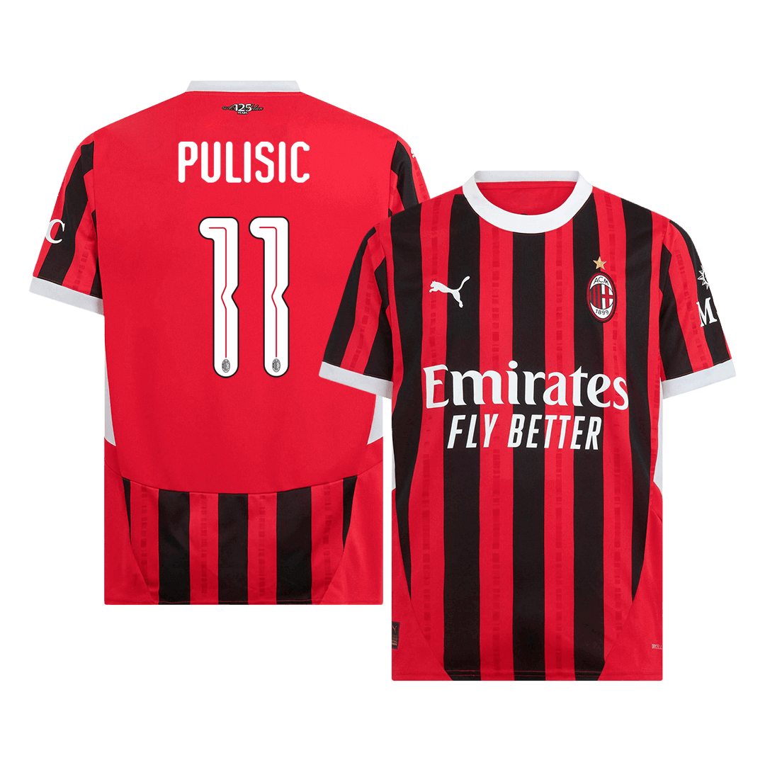 PULISIC #11 AC Milan Home Soccer Jersey 2024/25 - UCL