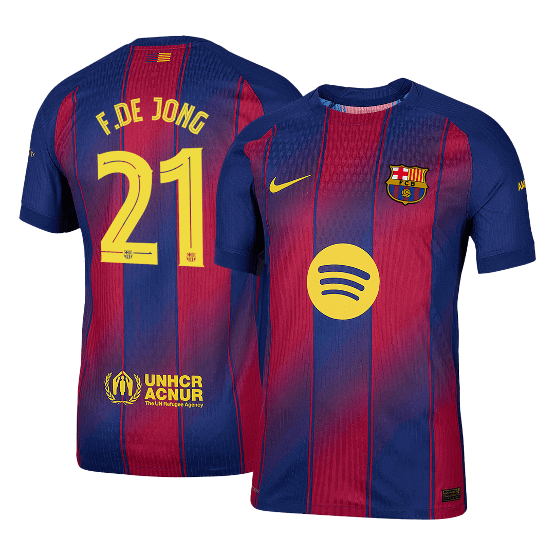 F.DE JONG #21 Barcelona Home Authentic Soccer Jersey 2025/26 - UCL