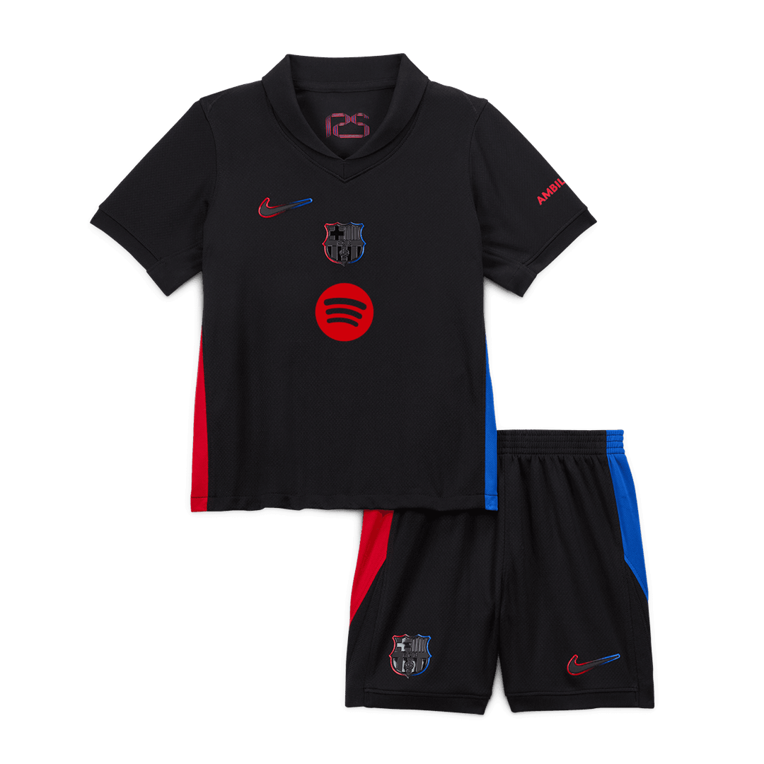 Barcelona Away Kids Soccer Jerseys Kit 2024/25 - Spotify Logo Without Text