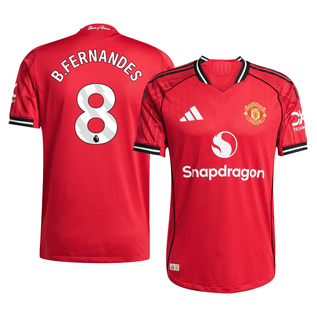 B.FERNANDES #8 Manchester United Home Authentic Soccer Jersey 2025/26
