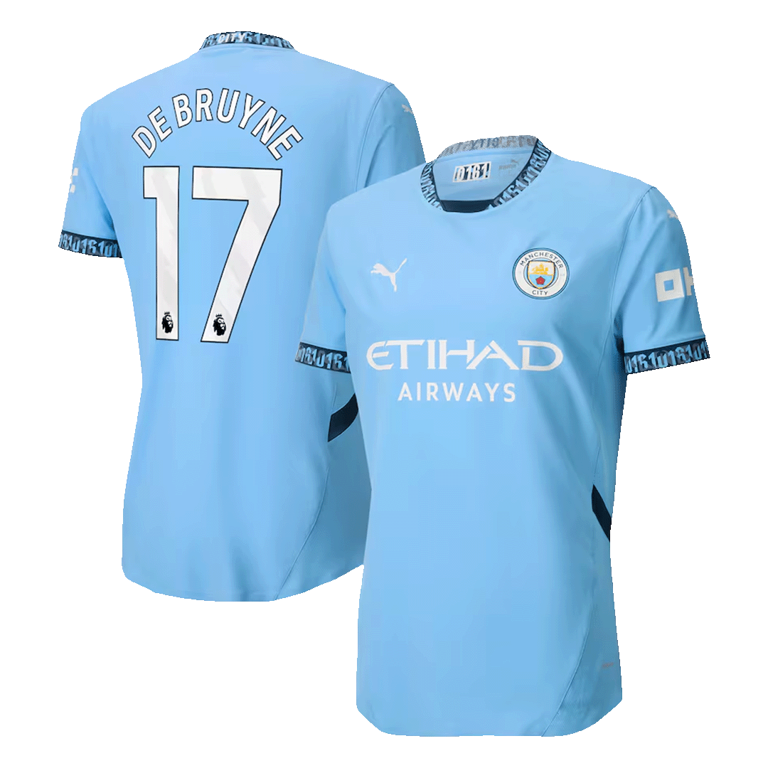 DE BRUYNE #17 Manchester City Home Authentic Soccer Jersey 2024/25