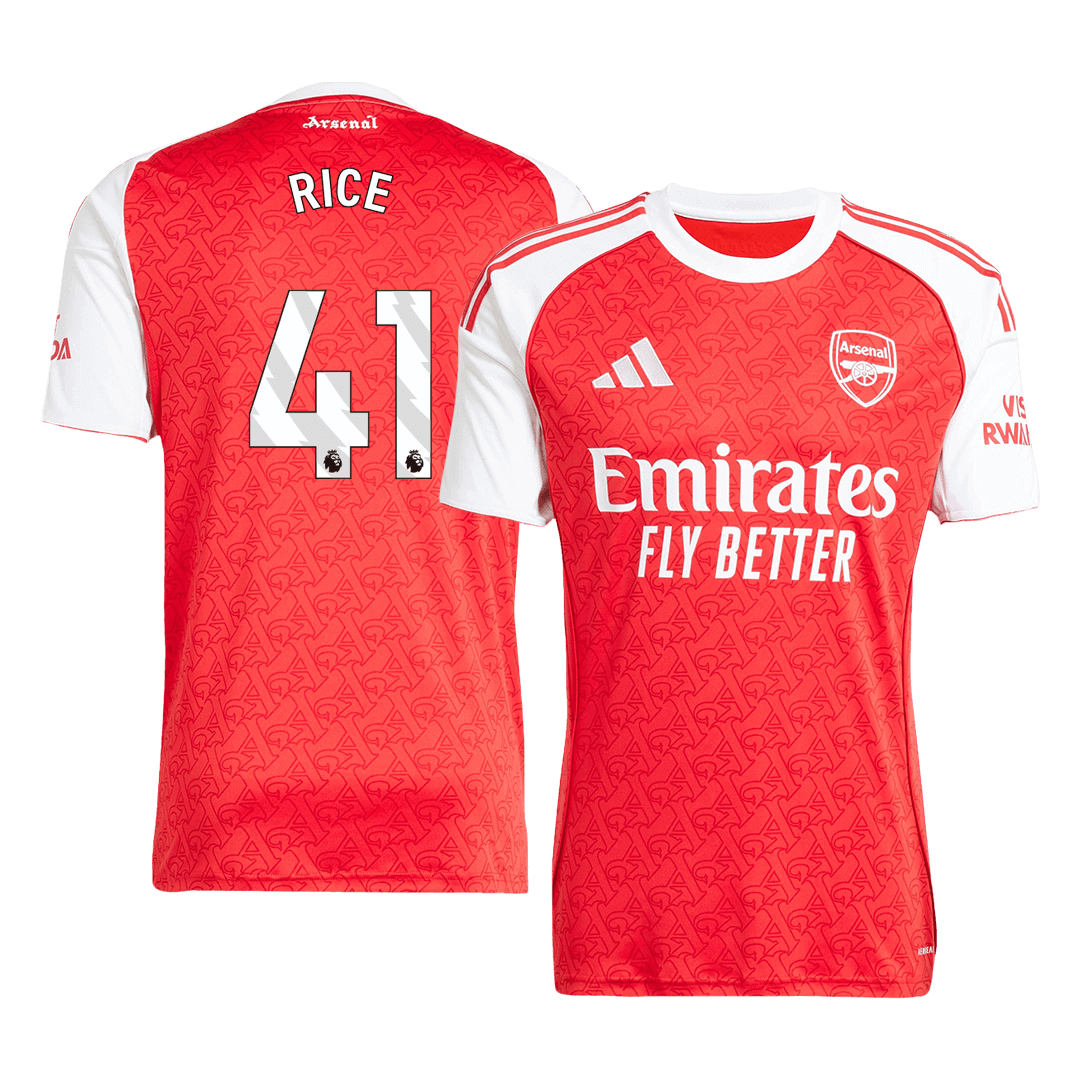 RICE #41 Arsenal Home Soccer Jersey 2025/26