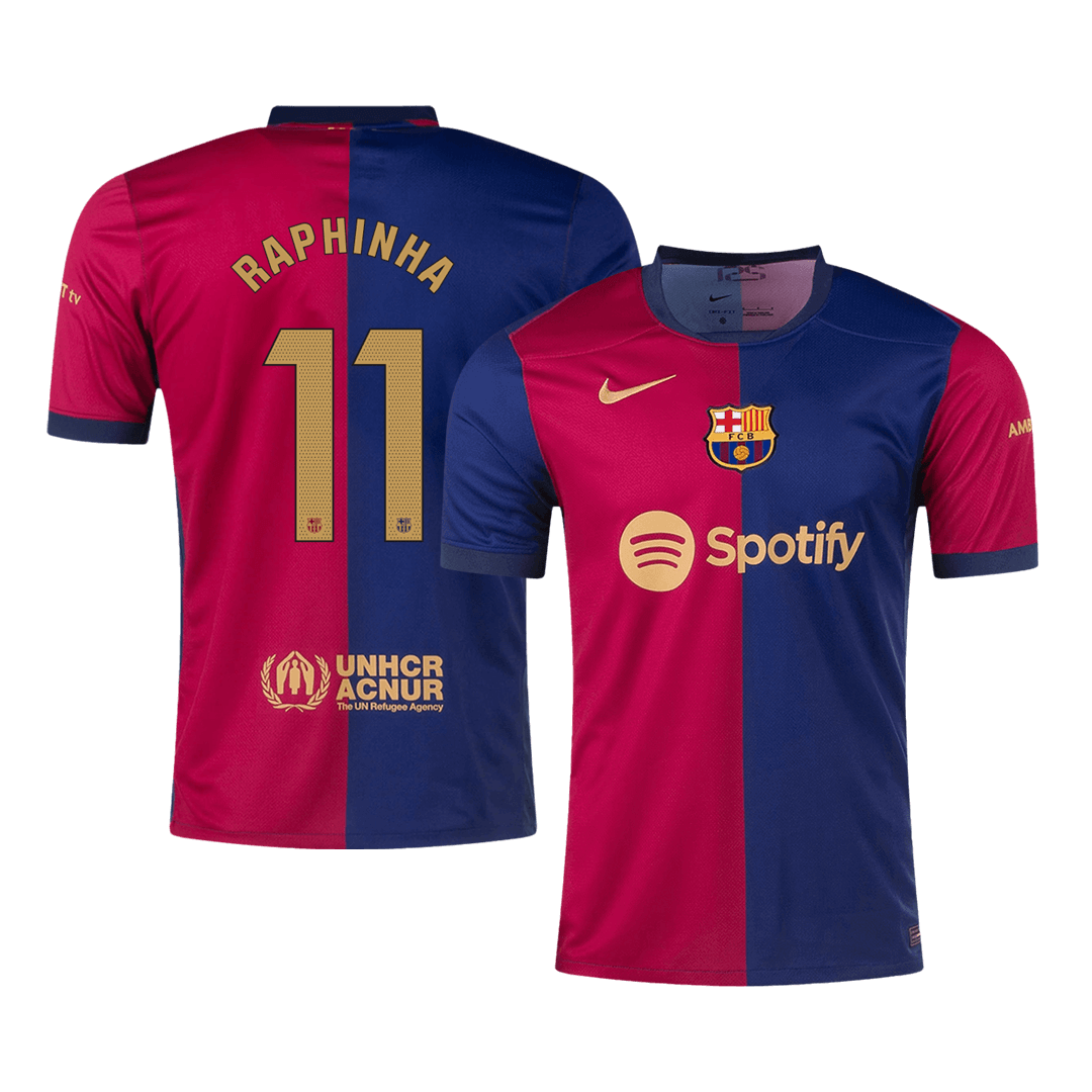 RAPHINHA #11 Barcelona Home Soccer Jersey 2024/25
