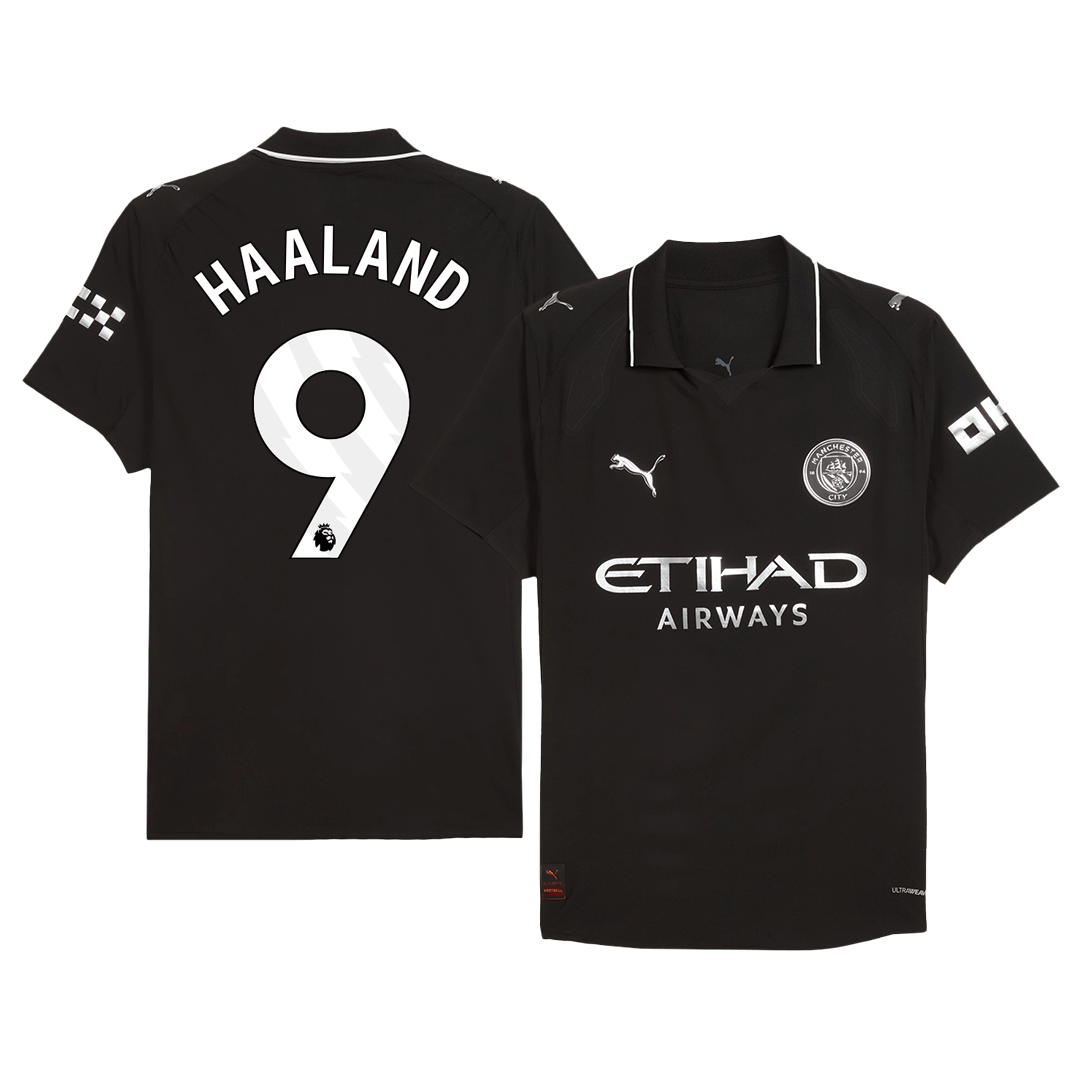HAALAND #9 Manchester City Away Authentic Soccer Jersey 2025/26